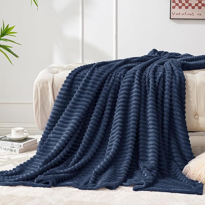 BEDELITE Fleece Throw Blanket for Couch – 3D Ribbed Jacquard Soft and Warm by BEDELITE