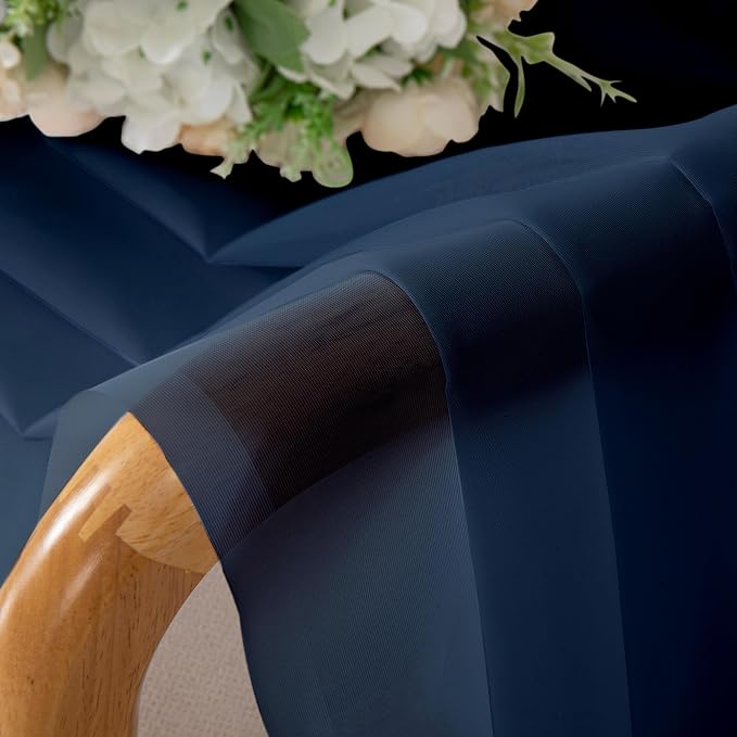 Lecloud Navy Blue Sheer Curtains 45 Inch Long 2 Panels, Short Voile Drapes - Image 9