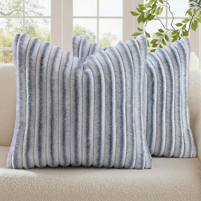 decorUhome Cozy Faux Fur Throw Pillow Covers 20x20 Set of 2 Decorative Soft by decorUhome
