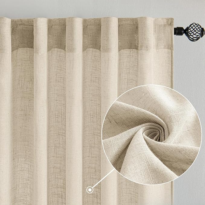 MIULEE Linen Curtains 54 Inch Length 2 Panels - Image 2