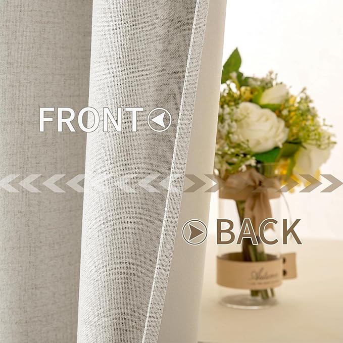 MIULEE Linen Texture Curtains for Bedroom Solid 100% Blackout Thermal Insulated - Image 6
