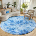 ONASAR Round Rugs 6ft for Living Room Bedroom, Tie-Dye Blue Fluffy Circle Area by ONASAR