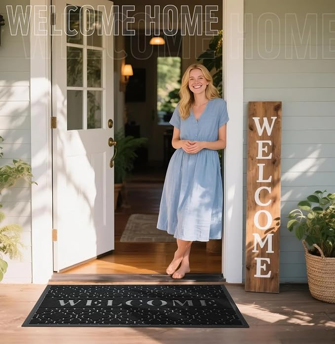 Yimobra Welcome Mat Outdoor Indoor, All-Season Waterproof Front Door Mat - Image 2