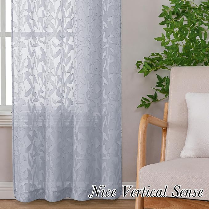 Lecloud Leia Light Grey Sheer Curtains 72 Inch Length 2 Panels, Airy & - Image 7