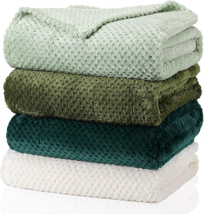 Newwiee 4 Pcs Flanne Fleece Throw Blanket by Newwiee