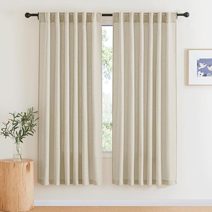 RYB HOME Linen Textured Semi Sheer Curtains Light Filtering Airy Solid Sheer by RYBHOME