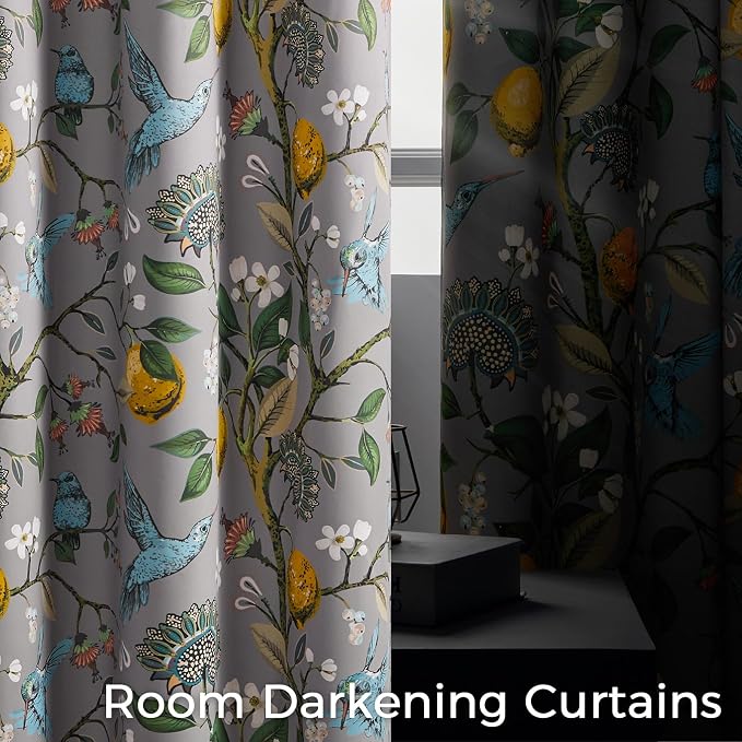 Topfinel Kitchen Curtains 45 Inch Length Gray Vintage Blackout Curtains - Image 4