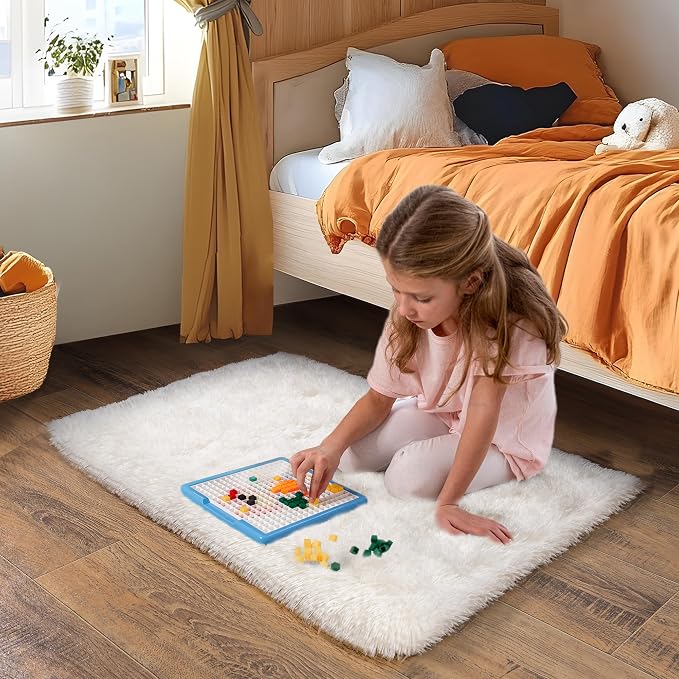 Small Area Rug, 2x3 Rug for Bedroom Shaggy Throw Rugs for Dorm Rug, Soft Shag - Image 3