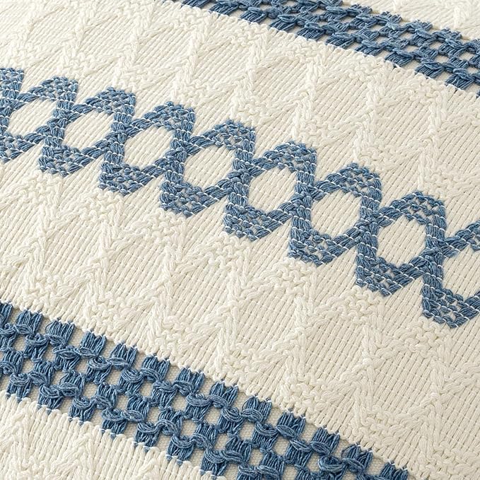 MIULEE Set of 2 Blue Boho Decorative Lumbar Pillow Covers 12x20 Inch | - Image 4