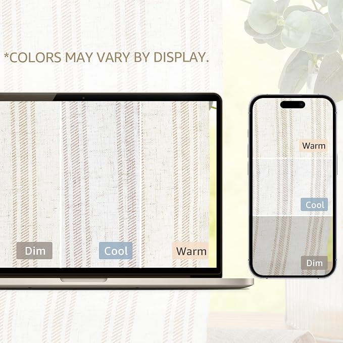 JINCHAN Striped Valance Window Treatment Linen Valance - Image 8