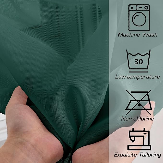 Simplebrand Hunter Green Sheer Curtains 63 Inch Length 2 Panels, Rod Pocket - Image 7