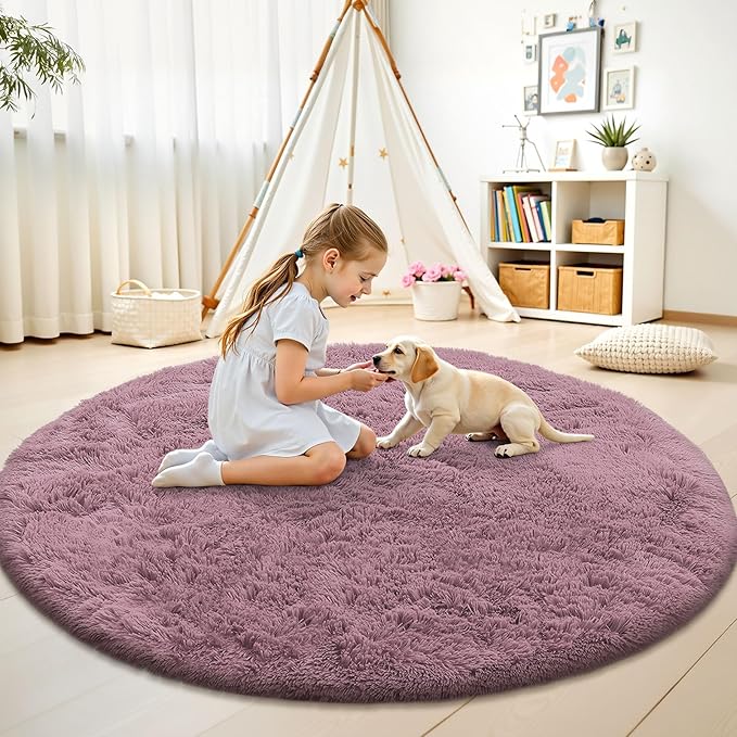 OLANLY Blush Round Rugs for Bedroom - Image 2