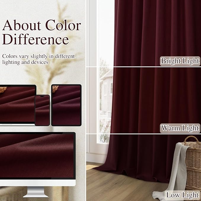 Guken 100% Blackout Curtains 63 Inch Length 2 Panels Set - Image 7