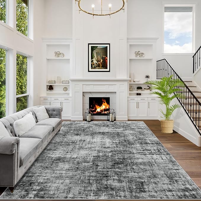5x7 Area Rugs Washable Rug: Modern Abstract Living Room Rug Soft Anti-Skid Thin by GENTDRIZZ