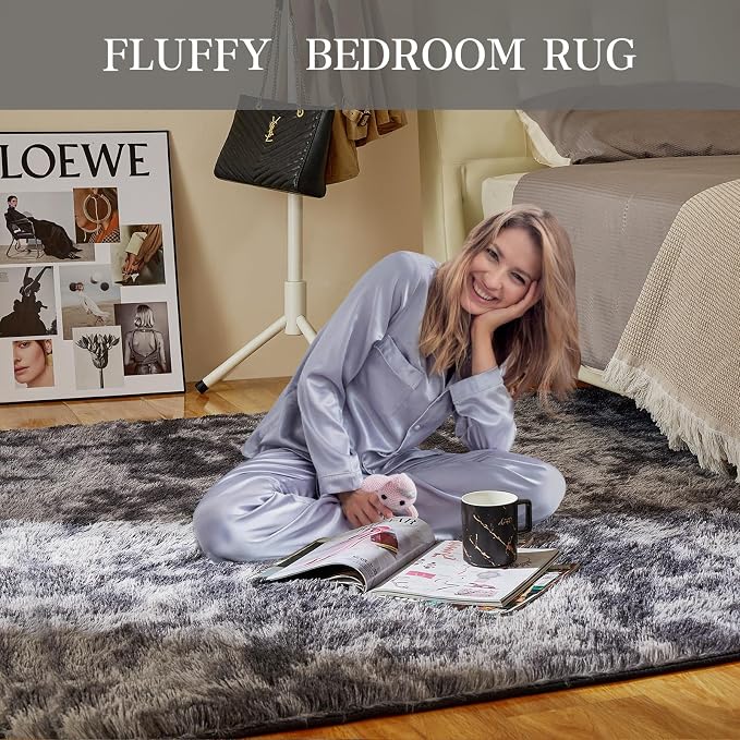 Shag Area Rugs for Living Room 5x7 Feet, Upgrade Anti-Skid Rectangular Cozy Rug - Image 2