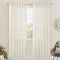 LAMIT Natural Linen Semi Sheer Curtains 80 Inch Length, Light Filtering Neutral by LAMIT