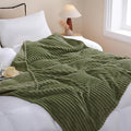Olive Green Fleece Throw Blanket 90”×90” by linecooo