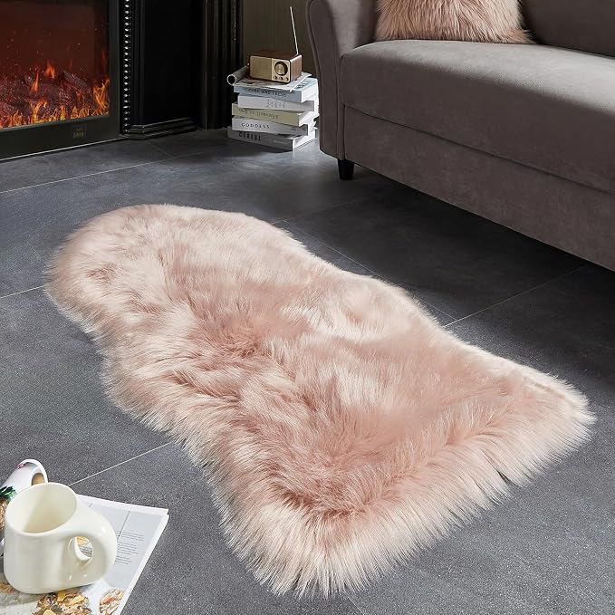 AMTOVO Faux Fur Rug, Fluffy Sheepskin Rug, Fuzzy Ultra Soft 2 x 4 ft Shag Rugs - Image 2