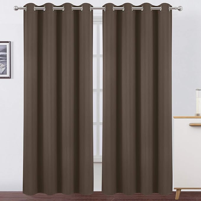 LEMOMO Chocolate Brown Thermal Blackout Curtains/52 x 95 Inch/Set of 2 Panels by Lemomo