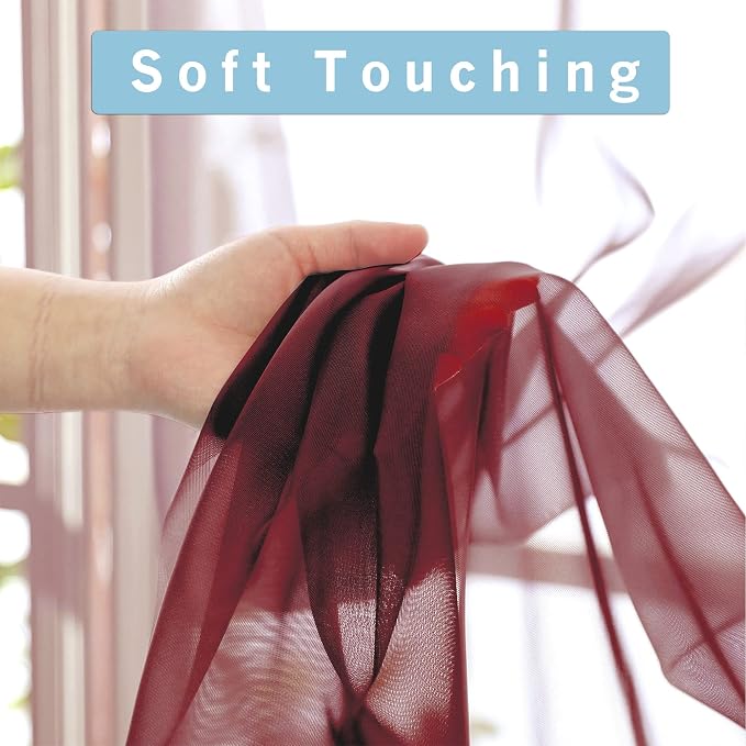 OWENIE Sheer Curtains, Sheer Curtains 84 inch Length 2 Panels Set, Rod Pocket - Image 5