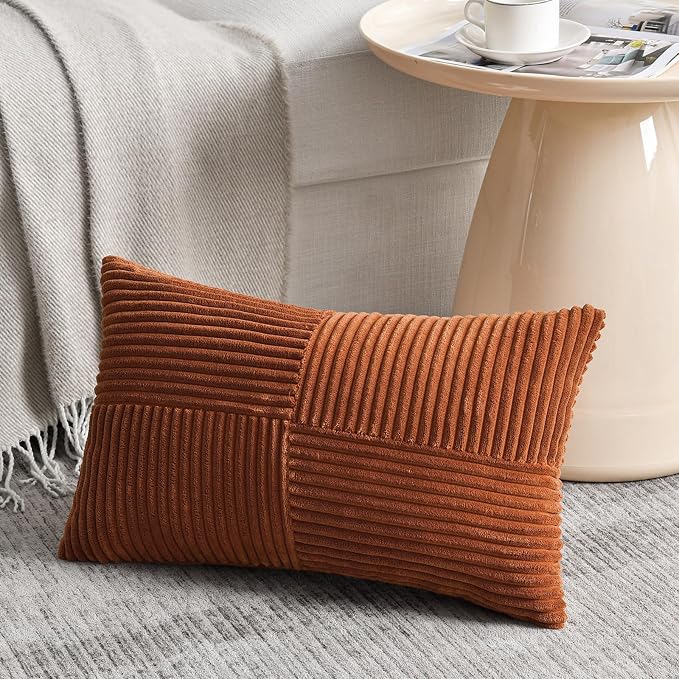 Fancy Homi 2 Packs Rust Lumbar Decorative Throw Pillow Covers 16x26 Inch - Image 2