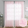 HOMEIDEAS Pink Sheer Curtains 52 X 84 Inches Length 2 Panels Embroidered Vine by HOMEIDEAS