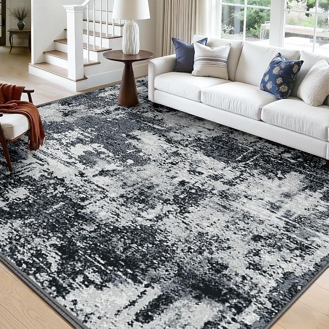 Washable Area Rugs Square 10ft Non-Slip Modern Abstract Soft by RELEANY