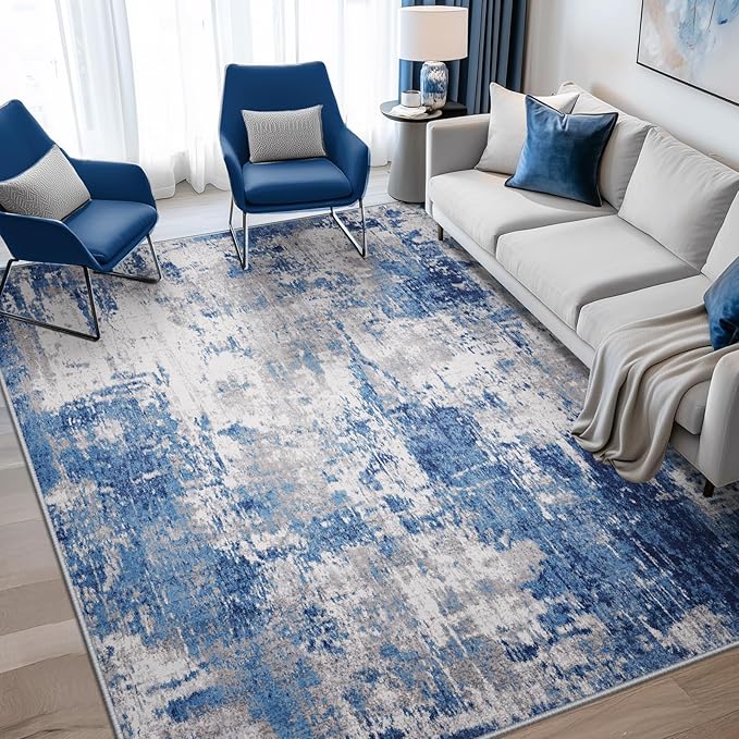 Washable Area Rugs 6'x8' Non-Slip Modern Abstract Soft by RELEANY