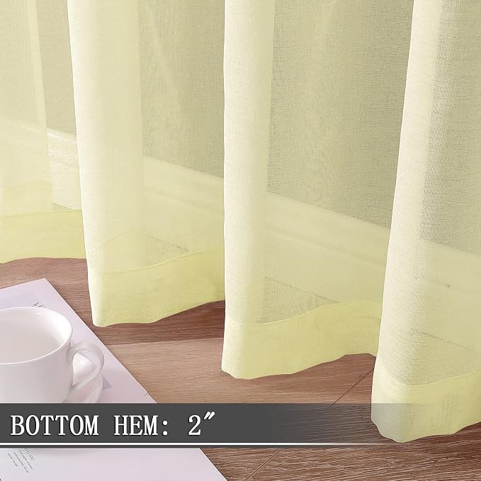Tollpiz Short Sheer Curtains Living Room Linen Textured Curtain Sheers Light - Image 4