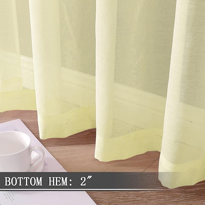 Tollpiz Short Sheer Curtains Linen Textured Bedroom Curtain Sheers Light - Image 4