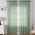 Lecloud Leia Sage Green Sheer Curtains 120 Inches Long 2 Panels, Jacquard by Lecloud