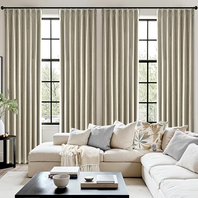 MIULEE Burlywood Birch Pinch Pleated 100% Blackout Curtains 40x63 Inches | Room - Image 7