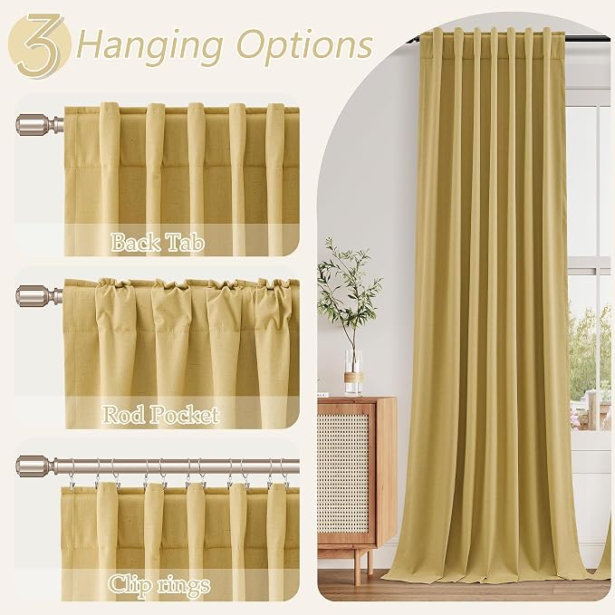Guken 100% Blackout Curtains 90 Inch Length 2 Panels Set - Image 6