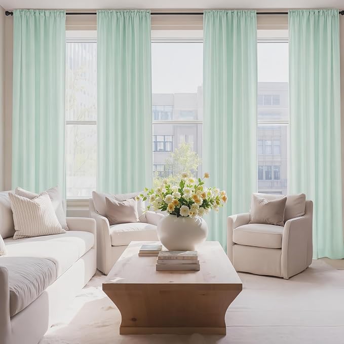 HOMEIDEAS Non-See-Through Sage Green Privacy Sheer Curtains, 52 X 84 Inches - Image 2