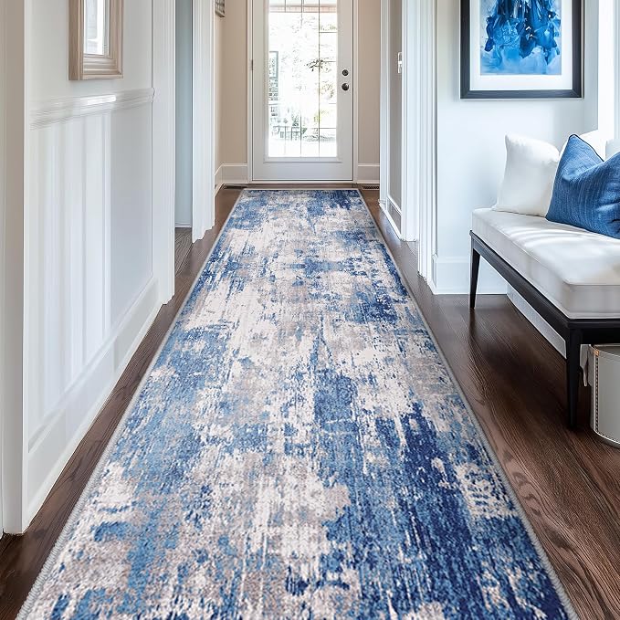 Washable Area Rugs 2'x10' Non-Slip Modern Abstract Soft by RELEANY