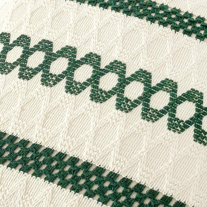 MIULEE Set of 2 Dark Green Boho Christmas Decorative Lumbar Pillow Covers 12x20 - Image 4