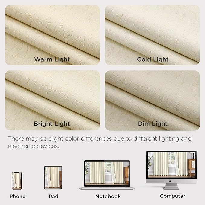 Joydeco Pleated Curtains for Living Room Bedroom, Linen Drapes 90 inch Length 2 - Image 8