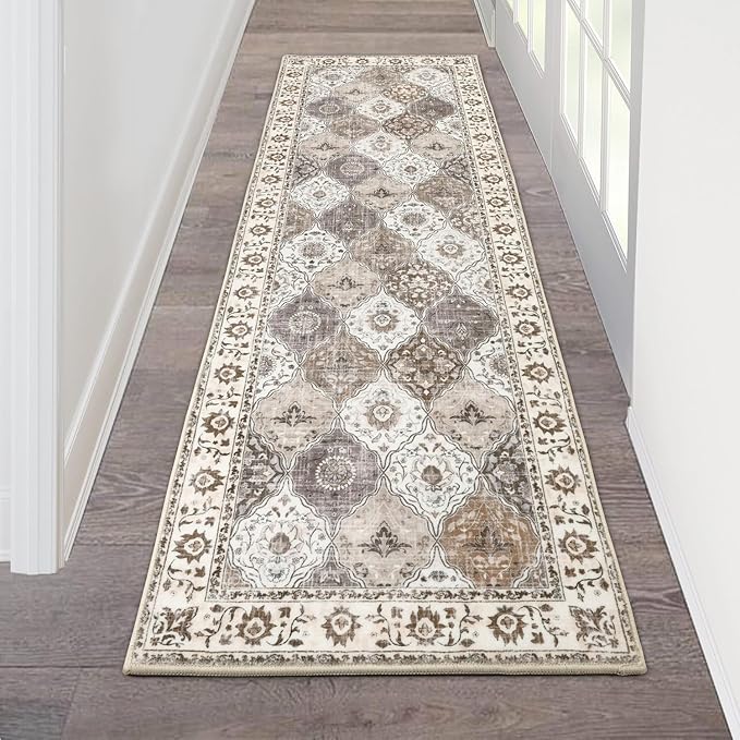 HEBE Hallway Runner Rug 2'x6' Washable Vintage Distressed Area Rugs Non Slip by HEBE