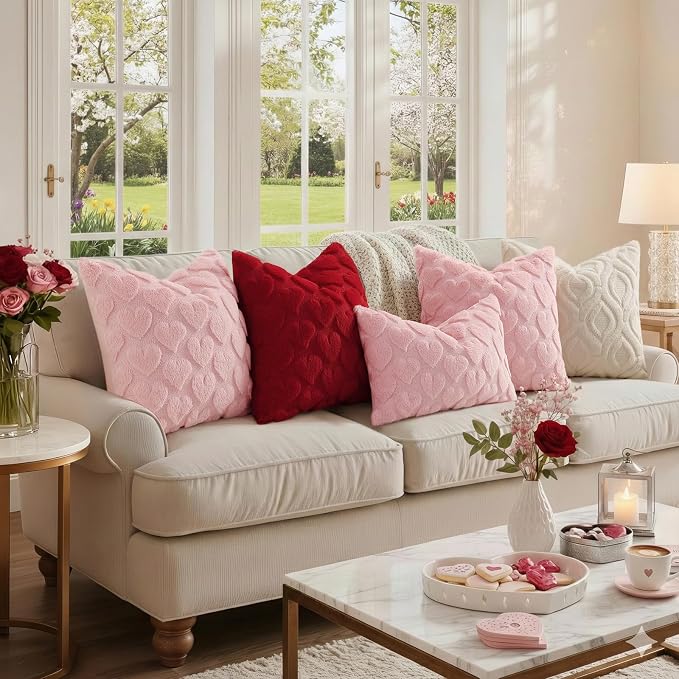 decorUhome Valentine’s Day Soft Plush Throw Pillow Covers 18x18 Inch Set of 2 - Image 7