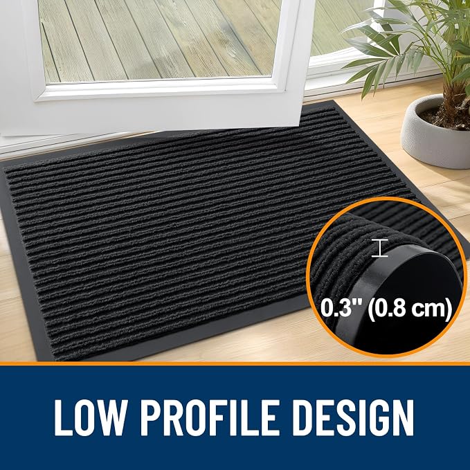 OLANLY 2-Pack Front Door Mats 33x21, Waterproof Heavy-Duty Doormats | Black - Image 4
