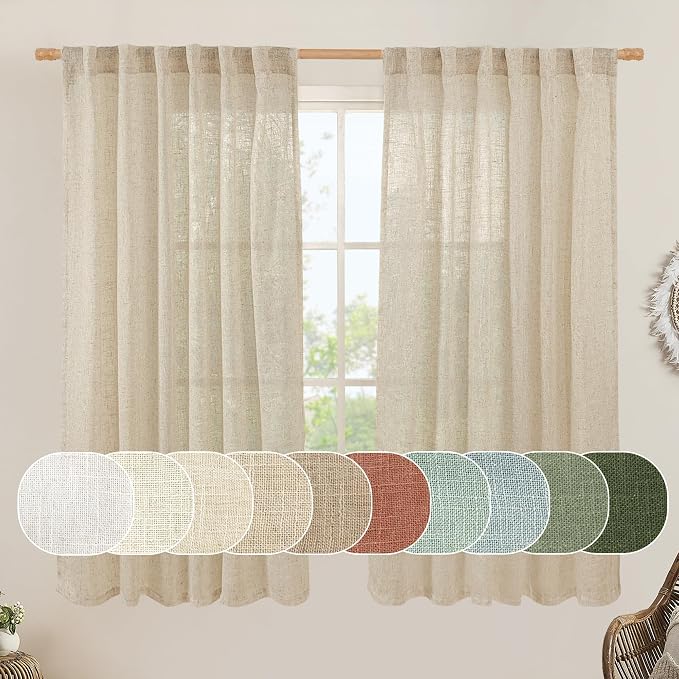 LAMIT Natural Linen Blended Curtains 63 Inch by LAMIT