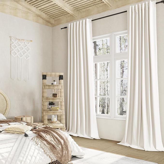 Guken Ivory 100% Blackout Curtains 84 Inch Length 2 Panels Set - Image 6