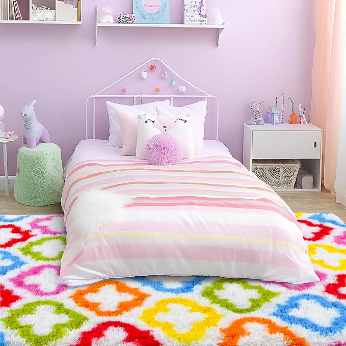 Tepook Fluffy Colorful Rug for Kids, Shaggy Soft Rainbow Area Rugs for Girls - Image 4