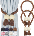 2 Pack Magnetic Curtain Tiebacks Cotton Hand Woven Tie Back Decorative Rope by CurtianTiebacks