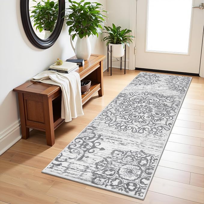 HEBE Hallway Runner Rug 2'x6' Washable Vintage Kitchen Rugs Non Slip Laundry - Image 9