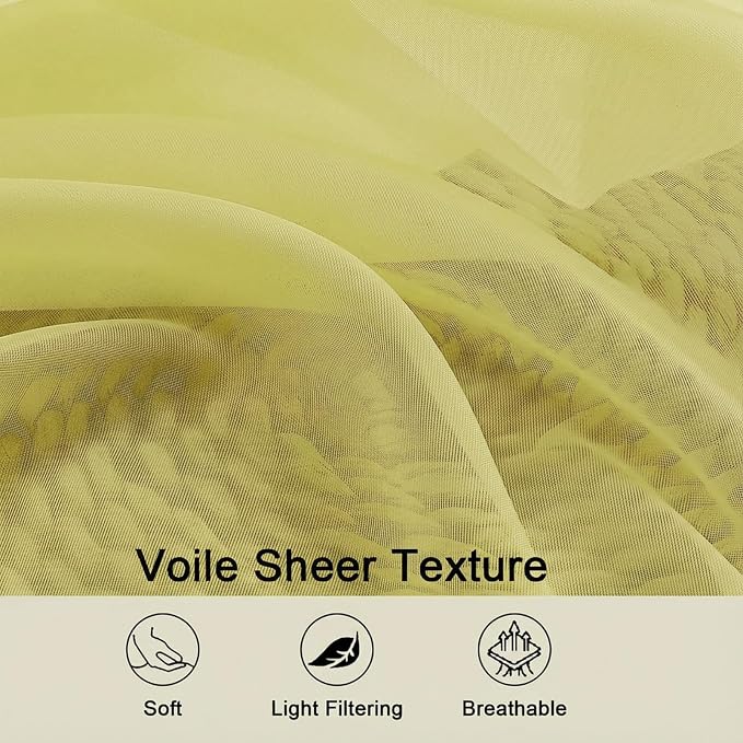 Sheer Curtains 84 Inches Long 2 Panels Set - Image 3