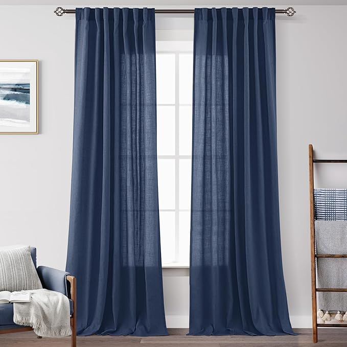 Navy Blue Curtains 108 inch Length by Jolilight