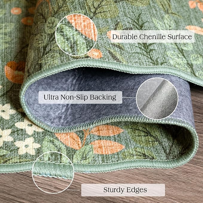 Sage Green Floral Entry Rug - Image 2