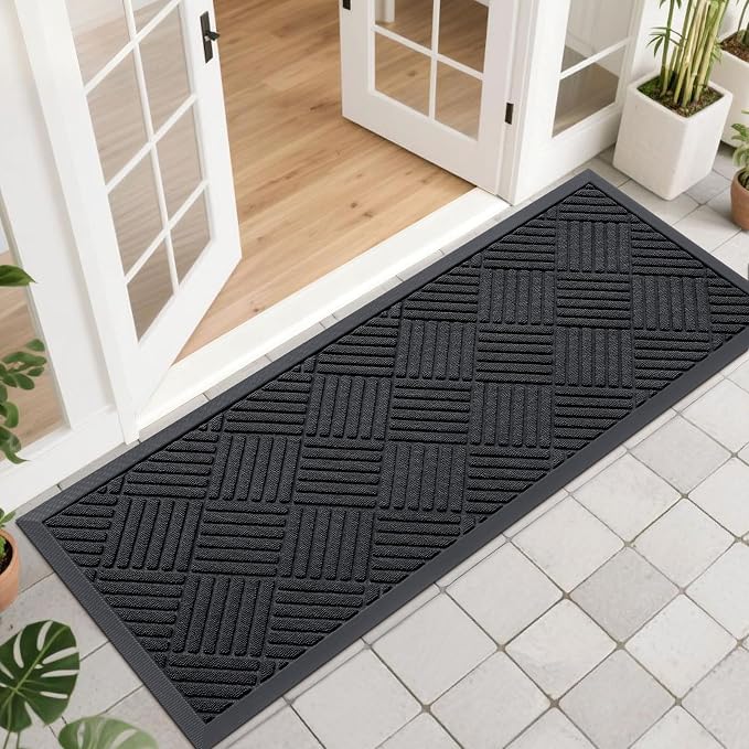 OLANLY Front Door Mat Outside Entrance 47x17, Heavy Duty Sturdy Natural Rubber by OLANLY