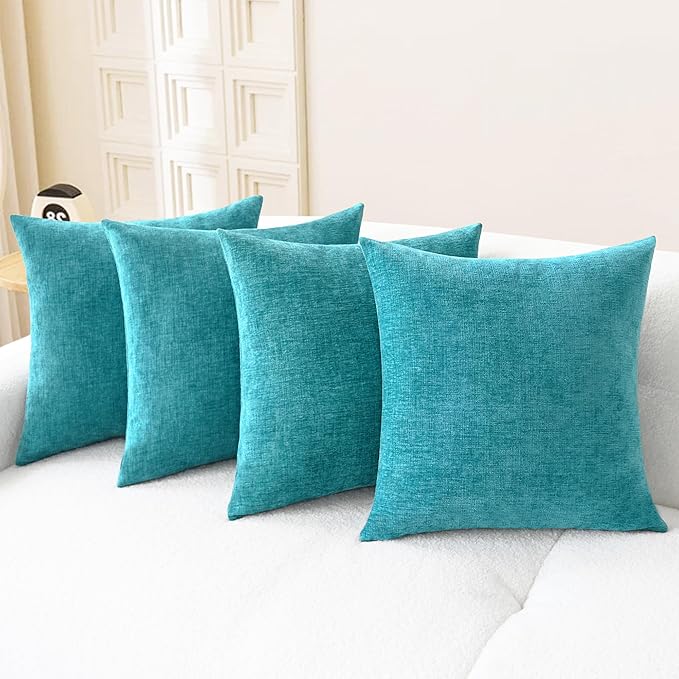 CaliTime Throw Pillow Covers Decorative 18 X 18 Inches Pack of 4 Cozy Chenille by CaliTime